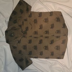 XL PRANA MEN'S OLIVE GREEN S/S BUTTON DOWN SHIRT